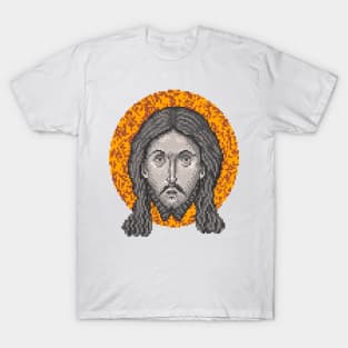 Icon of Christ 16bit - Pixel Art Gold Stone T-Shirt